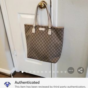 Gucci GG Coated Canvas Tote Bag Auth